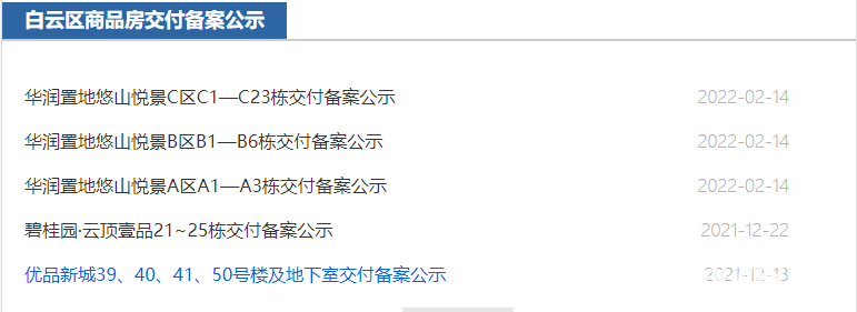 贵阳华润置地悠山悦景部分楼栋交付备案公示